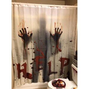 71 Inch x 71 Inch Halloween Shower Curtain Liner Window Curtains, Help Me